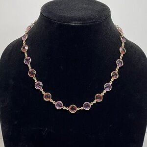 Liz Claiborne 16”-19” Multicolor Glass Gold tone Necklace